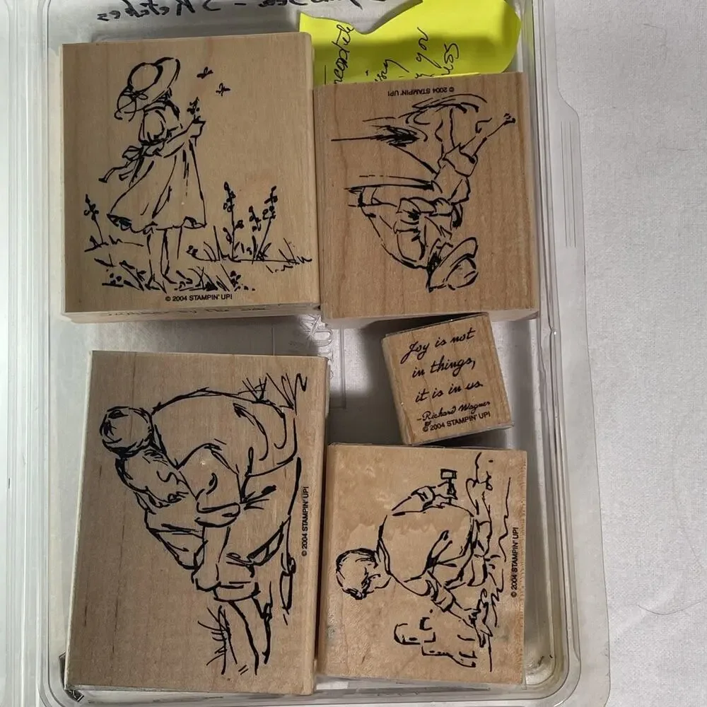 Stampin Up SUMMER BY THE SEA Beach Children Rubber Stamps Set- 1 Stamp Missing